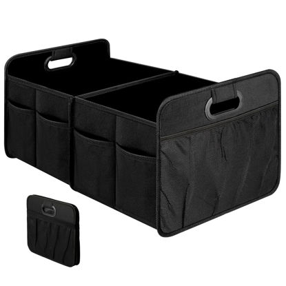 Picture of Simple Deluxe 2 Compartments Trunk Organizer for Car/SUV, Collapsible 600D Waterproof Oxford Polyester 50L Storage Box, Anti-slip & Leak-proof, Multipurpose Travel Accessories, Black