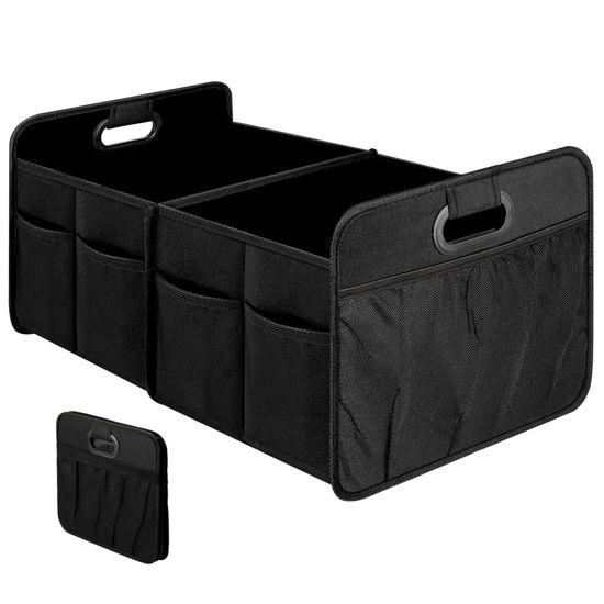 Picture of Simple Deluxe 2 Compartments Trunk Organizer for Car/SUV, Collapsible 600D Waterproof Oxford Polyester 50L Storage Box, Anti-slip & Leak-proof, Multipurpose Travel Accessories, Black