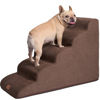 Picture of EHEYCIGA Curved Dog Stairs for High Beds 22.6" H, 5-Step Dog Steps for Small Dogs and Cats, Pet Stairs for High Bed Climbing, Non-Slip Balanced Pet Step Indoor, Brown