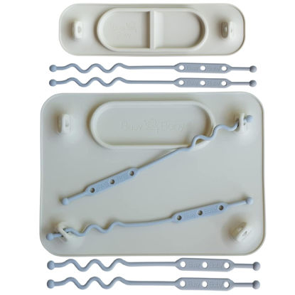 Picture of BUSY BABY Silicone Mat Bundle - 1 Original Mat Plus 1 Mini Mat, Strong Suction Cups, 6 Straps to Secure Baby Essentials and Keep Them Off The Floor, Baby Led Weaning, Travel Sleeve Included