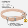 Picture of CollarDirect Leather Cat Collar with Bell - Kitten Collar, Small and Big Cat Collar for Boy Cats, Girl Cats with Safety Elastic Strap (Neck Fit 8"-11", Beige)