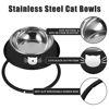 Picture of Serentive 2Pcs Cat Bowls Non-Slip Stainless Steel Small Cat Food Bowls Unbreakable Thicken Cat Feeder 7 Oz Cat Dishes Suitable for Indoor Small Pets Removable Rubber Base Easily Clean Lovely Color
