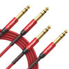 Picture of JSAUX 1/4 Inch Cable Guitar Balanced Cable [6.6ft], 1/4 TRS Jack to 6.35mm Stereo Audio Cable Male to Male for Electric Guitar, bass Guitar, Electric Mandolin, Speaker-Red