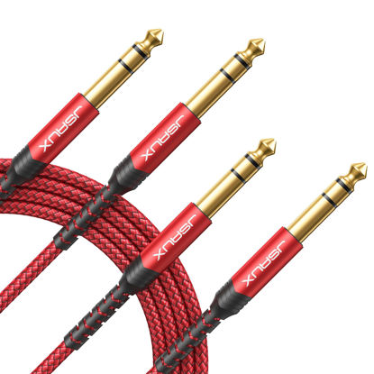 Picture of JSAUX 1/4 Inch Cable Guitar Balanced Cable [6.6ft], 1/4 TRS Jack to 6.35mm Stereo Audio Cable Male to Male for Electric Guitar, bass Guitar, Electric Mandolin, Speaker-Red