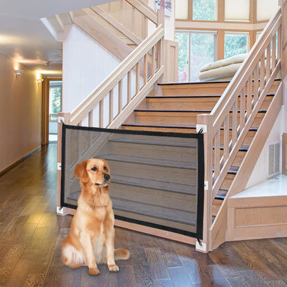 Picture of NWK Magic Dog Gate for Stairs Pet Gate for The House Providing a Safe Enclosure for Pets to Play and Rest, 6 Hooks Design (30'' X 50'')