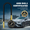 Picture of Vondior Tire Pressure Gauge with Tube (0-60 PSI), Air Pressure Gauge Certified ANSI Accurate with Large Easy to Read Glow Dial, Tire Pressure Gauge for Car Trucks Bicycle Tires (Black)