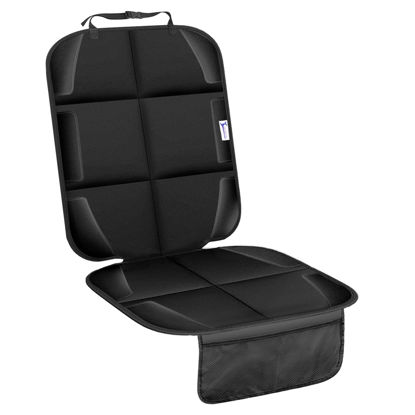 Picture of Gowhalle Car Seat Protector, Non-Slip Rubber Padded Backing Seat Protector for Child Seats, Waterproof Thickest Padding Car Seat Protector Under Baby Seat - No Imprint (Black-Ⅰ-1pcs)