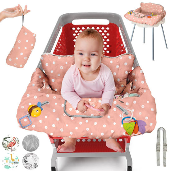 Picture of Shopping Cart Cover for Baby PILLANI, Baby Registry Items, High Chair Cover for Restaurant Seat, Grocery Cart Cover for Baby Girl/Boy, Buggy Covers for Babies, Toddler Cart Cover, Infant Cart Hammock