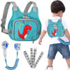 Picture of Toddler Harness Leash + Anti Lost Wrist Link, Accmor Dinosaur Baby Harnesses with Kids Leashes for Boys, Cute Child Walking Anti-Lost Holder Bracelet Strap Tether for Outdoor Keep Kid Close (Blue)