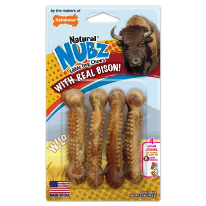 Picture of Nylabone Nubz Wild Natural Edible Chew Treats for Dogs, Made in USA, Bison Flavor, Small - Up to 25 lbs. (4 Count)