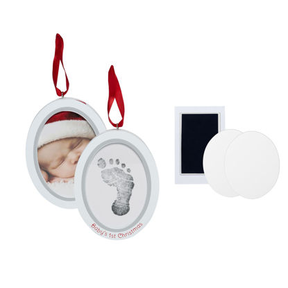 Picture of Pearhead Babyprints Double-Sided Christmas Photo Ornament with Clean Touch Ink Pad, Newborn Handprint or Footprint Kit, 2 Sided Baby's 1st Christmas Holiday Keepsake Ornament