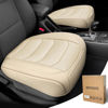 Picture of BOPUOVRE Car Seat Cover for Luxury & Comfort - PU Leather, Anti-Slip, Full Wrap Protection with Storage Pocket for Bottom Cushion - Universal Fit for 95% of Vehicles (Beige,2 Piece)