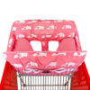Picture of Soft Pillow Attached 2-in-1 Shopping Cart and High Chair Cover for Baby, Cotton Padded Cart Cover, Fold'n Roll Style, Portable with Carry Bag (Pink Elephant)
