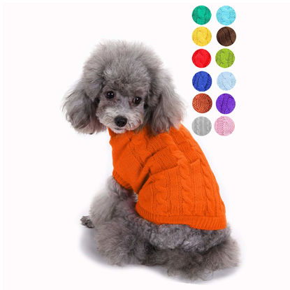 Picture of Dog Sweater, Warm Pet Sweater, Dog Sweaters for Small Dogs Medium Dogs Large Dogs, Cute Knitted Classic Cat Sweater Dog Clothes Coat for Girls Boys Dog Puppy Cat (XX-Small, Light Orange)