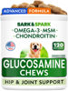Picture of Bark&Spark Glucosamine Chondroitin Dog Hip & Joint Supplement - Joint Pain Relief - Hip & Joint Chews - Joint Support Large Small Breed - Senior Doggie Vitamin Pill Joint Health (120 Treats - Chicken)