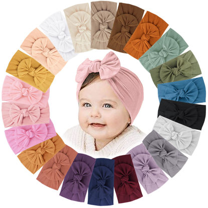 Picture of Jesries 22 PCS Baby Headbands Soft Nylon Hairbands with Bows Girls Hair Accessories for Newborn Infant Toddler Kids Handmade