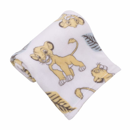 Picture of Disney Lion King Super Soft White, Yellow, Green Simba Leaves French Fiber Baby Blanket, White, Green, Yellow