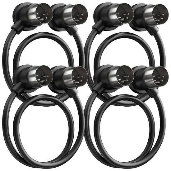 Picture of Heams 4 Pack Premium Right Angle MIDI Cable 1FT, Low Profile for Saving Space MIDI Cables, Stable & Fast Transmission and Long-Lasting 5 Pin Din Cable, Ideal for MIDI Interface, Keyboard, Pedal Board