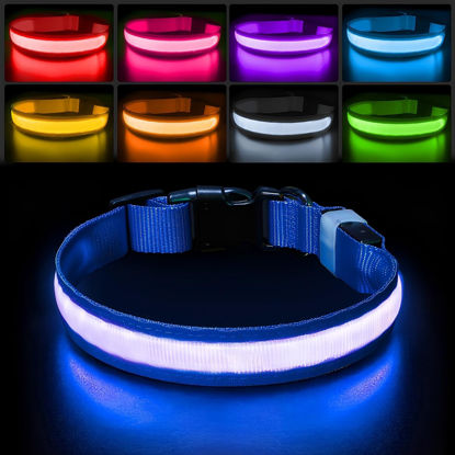 Picture of PcEoTllar Light up Dog Collar for Night Walking - LED Dog Collar Light Rechargeable Color Changing, Glow in The Dark Dog Collars Waterproof Glowing Dog Collars for Large Small Medium Dogs