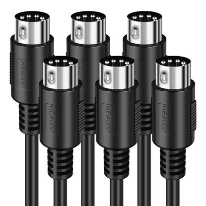 Picture of Heams 3 Pack Premium 10FT MIDI Cable, Stable & Fast Transmission and Long-Lasting MIDI Cables, Male to Male 5-Pin MIDI Cable for MIDI Keyboard, Electronic Piano, Electronic Drum