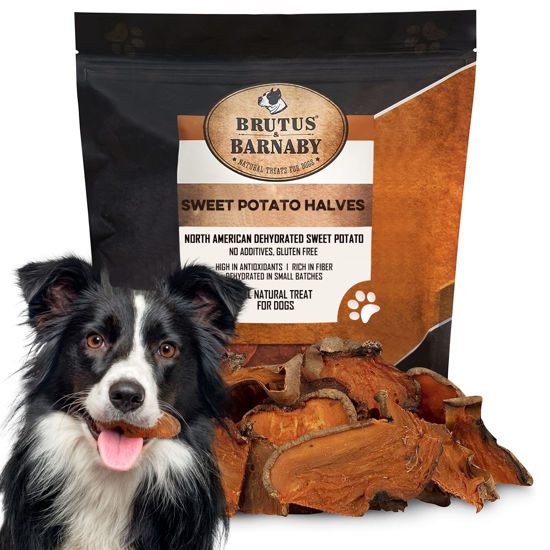 Picture of Sweet Potato Slices For Dogs - Half Slices, 2 lbs - Single Ingredient Grain Free Dog Treats, Best High Anti-Oxidant Healthy 100% Natural Thick Cut Dried Sweet Potato Dog Treats, No Added Preservatives