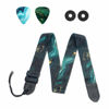 Picture of QIELIZI Guitar Strap, Guitar Strap with Leather End Length Adjustable 2 Pick Holders & 2 Matching Picks For Electric Guitar, Acoustic Guitar and Bass - Unique Gift For Guitarist(Green Quicksand)