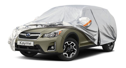 Picture of Kayme 6 Layers SUV Car Cover Custom Fit for Subaru Crosstrek (2017-2024) Waterproof All Weather for Automobiles, Outdoor Full Cover Rain Sun UV Protection.Silver