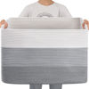 Picture of OIAHOMY 108L Super Large Blanket Basket, 25”x16”x16” Rectangle Woven Baskets for Storage, Cotton Rope Basket For Living Room, Toy Basket with Handle, Basket for Organizing - Gradient Grey