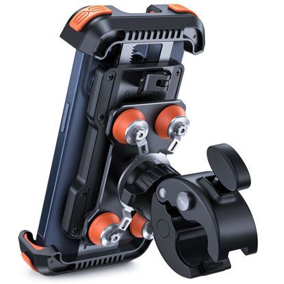 Picture of Lamicall Motorcycle Phone Mount Holder - [Dual Vibration Dampener] [Anti Shake] Motorcycle Cell Phone Holder, Upgrade Bike Phone Mount, Fit iPhone 15/14/ 13 Pro Max, More 4.7-6.7" Phones, Orange