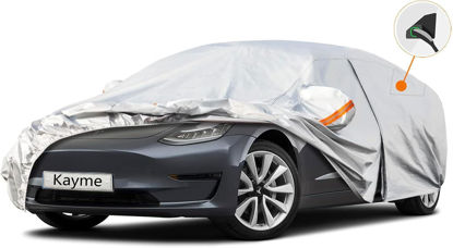 Picture of Kayme 6 Layers Car Cover Custom Fit for (2017-2023) Tesla Model 3 Waterproof All Weather for Automobiles,Outdoor Full Cover Rain Sun UV Protection
