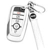Picture of XIYANG TRADE for Ford Key Fob Cover with Keychain,Key Fob Cover Case Shell for Ford Explorer Fusion Escape Edge Expedition F150 F250 F350 F450 F550 Maverick Mustang 3/4/5 Buttons Smart Key (Silver)