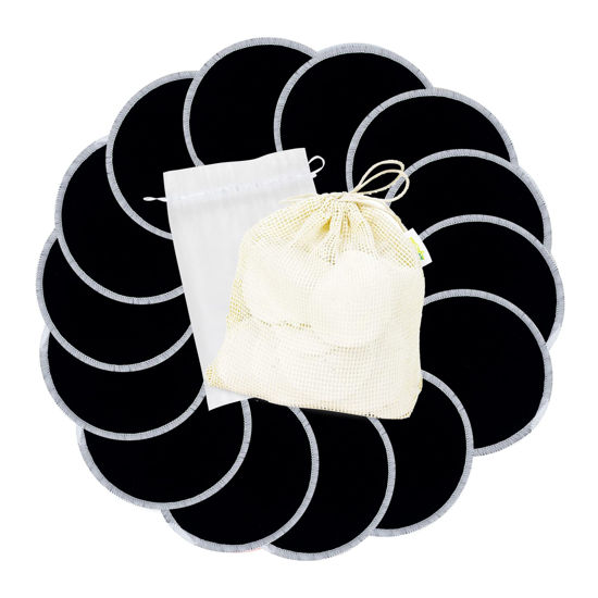 Picture of wegreeco Nursing Breast Pads (14 Pack) + Laundry Bag & Travel Storage Bag, 3 Sizes: 3.9/4.7/5.5 inch Option - Washable & Reusable Breastfeeding Nursing Pads