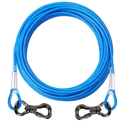 Picture of XiaZ Dog Tie Out Cable, Dog Runner for Yard Steel Wire Dog Cable with Durable Lockable Clips, 10ft Dog Chains for Outside Dog Lead for Medium Dogs Up to 60 LBS