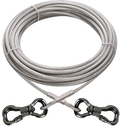 Picture of XiaZ Dog Tie Out Cable, Heavy Duty Dog Chains for Outside with Lockable Hook, Pet Runner Cable Leads for Yard, Dog Line Tether for Small Medium Large Dogs Up to 250 LBS