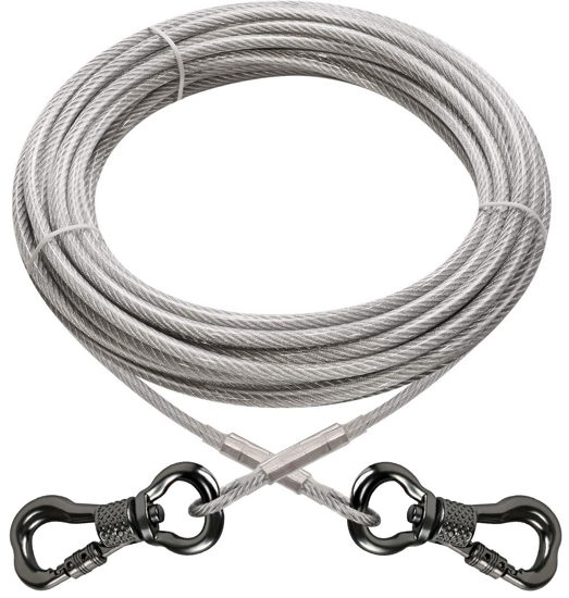 Picture of XiaZ Dog Tie Out Cable, Heavy Duty Dog Chains for Outside with Lockable Hook, Pet Runner Cable Leads for Yard, Dog Line Tether for Small Medium Large Dogs Up to 250 LBS