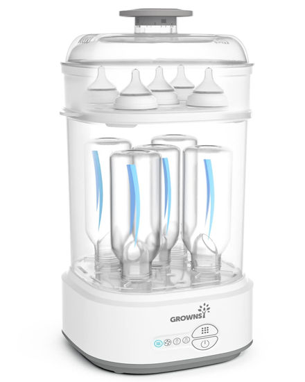 Picture of GROWNSY Bottle Sterilizer and Dryer, Compact Electric Steam Baby Bottle Sterilizer (Esterilizador de Biberones), Bottle Sanitizer for Baby Bottles, Pacifiers, Pump Parts