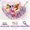Picture of YKBU Stuffed Animals Hammock Corner Hanging Net with Wooden Beads Macrame Stuffed Animal Storage Ideas Plush Holder Toy Organizer for Boho Nursery Playroom Bedroom Kids Room Decor (Purple, X-Large)