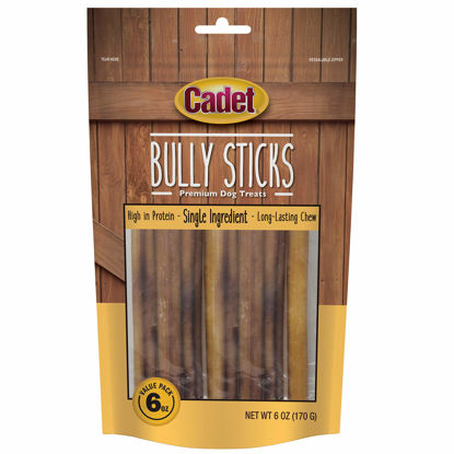 Picture of Cadet Bully Sticks for Small Dogs - All-Natural Beef Pizzle, High Protein, Low Fat, Long-Lasting, Grain & Rawhide-Free Dog Chews for Aggressive Chewers, Small (6 Ounce)