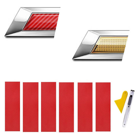 Picture of LANZMYAN Compatible with Bowtie Logo Wrap Stickers Cut-Your-Own Emblem Overlay DIY Decals for Chevy 6PCS Red