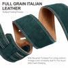 Picture of Nefelibata Guitar Strap, 2.5" Wide Bavarian Tumbled Leather Guitar Straps with Foam Padding and Cable Storage Loop, for Kids, Men and Women, for Acoustic, Bass and Electric Guitars（Dark Green）