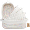 Picture of NaturalCozy 5-Piece Rectangle Storage Basket Set- Natural Cotton Rope Woven Baskets for Organizing! Small Basket for Montessori, Baby Nursery, Dog Toy Baskets, Cat Toy Box, Bathroom Organization Bin