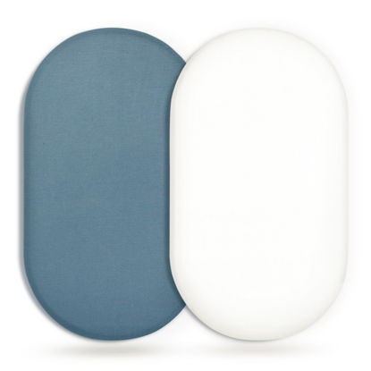 Picture of GRSSDER Stretchy Ultra Soft Fitted Bassinet Sheet 2 Pack, Universal Fit for Bassinets Baby Cradle Moses Basket Oval Rectangle Mattress Safe and Snug, Jersey Bassinet Sheets for Girls, Navy/White