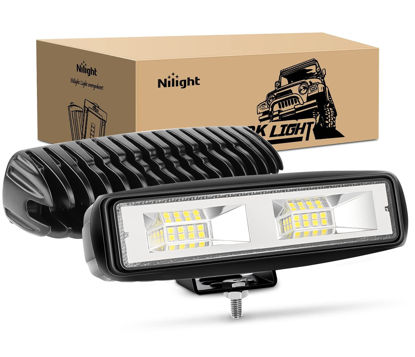 Picture of Nilight - 15021F-B LED Light Bar 2PCS 6 Inch 48W Flood Driving Fog Light Off Road Lights Boat Lights driving lights Led Work Light SUV Jeep Lamp, 2 years Warranty