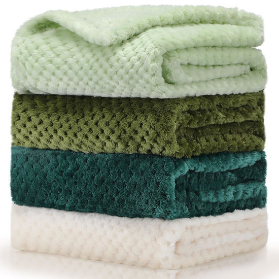 Picture of Frienda 4 Pcs Baby Fuzzy Blanket Fluffy Baby Blanket for Boys Girls Soft Warm Baby Receiving Blankets Nursery Bed Blanket Toddler Infant Newborn Receiving Blanket, 32 x 24 Inch (Green Color)