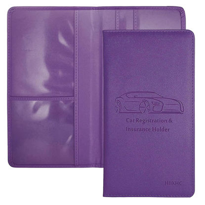 Picture of Car Registration and Insurance Card Holder - Leather Vehicle Glove Box Automobile Documents Paperwork Wallet Case Organizer for ID, Driver's License, Key Contact Information Cards - Men&Women