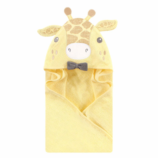 Picture of Hudson Baby Unisex Baby Cotton Animal Face Hooded Towel, Bowtie Giraffe, One Size