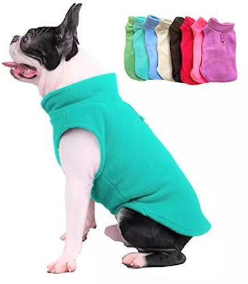 Picture of JACKO & CO - Fleece Vest Sweater with Leash Ring - Soft Lightweight Breathable for Puppies Small Medium Dogs, Kitten, Cats, Chihuahua - Warm for Fall/Autumn/Winter (Turquoise, X-Large 17-25lbs)