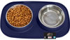 Picture of Gorilla Grip 100% Waterproof BPA Free Cat and Dog Bowls Silicone Feeding Mat Set, Stainless Steel Bowl Slip Resistant Raised Edges, Catch Water, Food Mess, No Spills, Pet Accessories, 1 Cup, Navy
