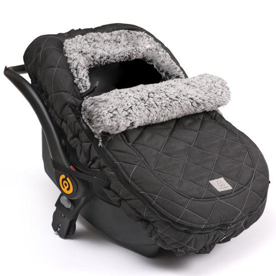 Picture of ACRABROS Car Seat Cover Baby: Winter Infant Carseat Canopy for Boy Girl Newborn Zipper Peeping Window Warm Cozy Cold Weather Waterproof Universal Fitted, Black