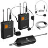 Picture of TONOR UHF Wireless Microphone System with Dual Headset Microphones/Lavalier Lapel Mics, Bodypack Transmitters, Mini Rechargeable Receiver, 2x15 Channels 200ft Range, for Recording Speech PA Speaker